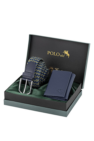 Polo Air Flexible Belt Magnetic Wallet Men's Combination Set Navy Blue Color M-05-L
