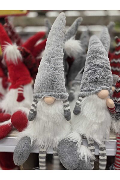 OEM Christmas Decorative Figurine Sitting Gnome with Gray Fur Hat 67cm