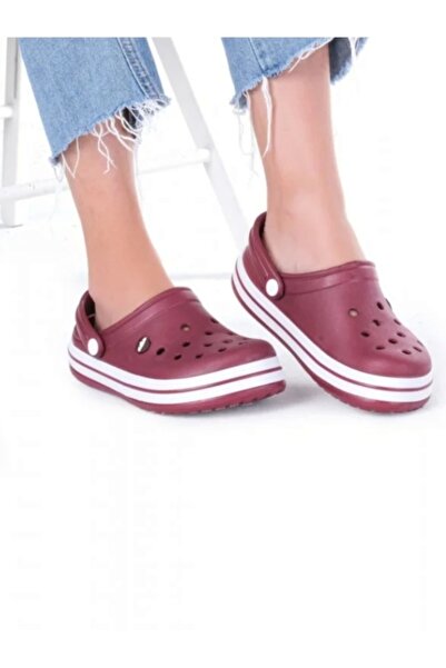 AkınalBella Burgundy Cross-Strap Slippers Sandals
