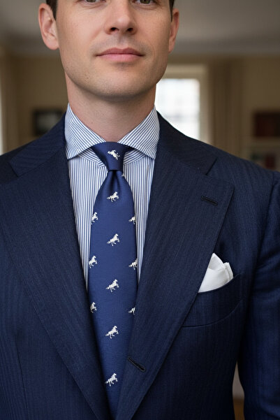 CROATE Lacivert motifli %100 İpek Kravat