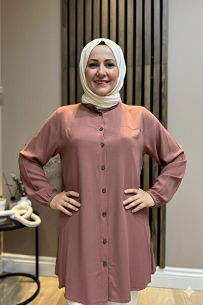 AKMAVİ Women's Hijab Clothing High Neck Cotton Shirt