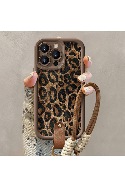 OSG iPhone 16 Plus Compatible Premium Camera Protection Luxury Phone Case with Leopard Pattern Bracelet
