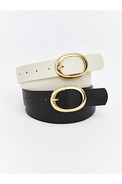 LC Waikiki Sparkling Selections from Shining Store | Leather Look Women's Belt Set of 2