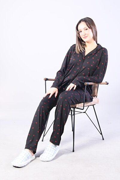 Mckanzie 3306 Milan Soft Shirt Collar Long Sleeve Long Bottom Pajama Set