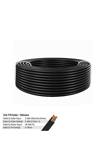SGS CCA TTR KABLO 3*2,5 100 METRE 48*0,18 SİYAH
