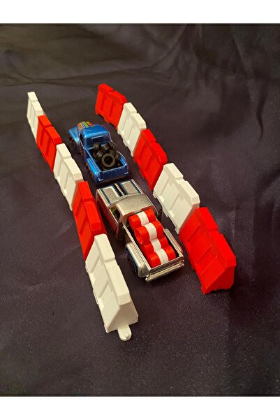 Eta3d Red and White Mini Traffic Barrier Set – 10-Piece Toy Road Barrier