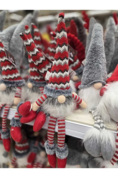 OEM Christmas Decorative Figurine Gnome Sitting with Red Hat Gray Fur 52cm