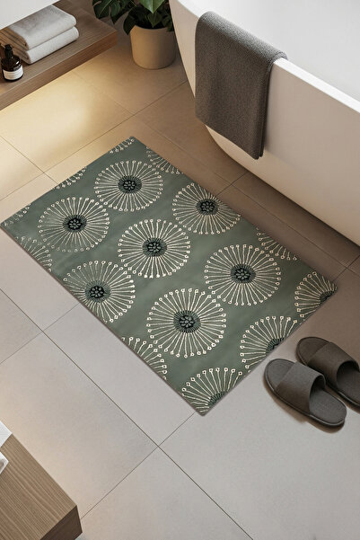 Etnik Dekor سجادة حمام مطبوعة رقمية بنمط الهندباء