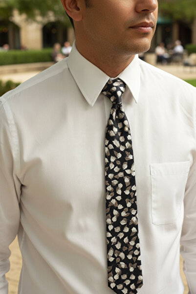 CROATE Premium Cotton Black Paisley Pattern Tie
