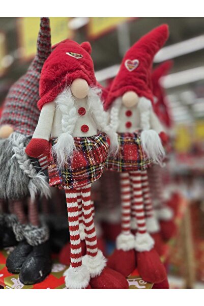 OEM Christmas Gnome with Pigtails Red Dress & Hat 55cm