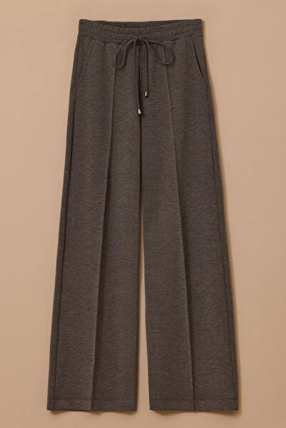 SEÇİL Kadın Bağcıklı Bol Paça Pantolon - Gri