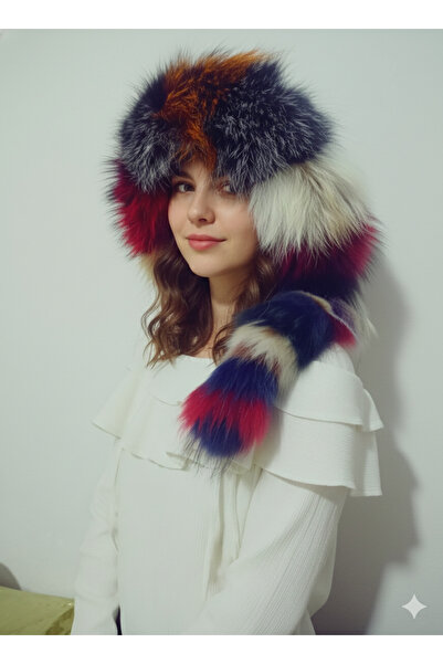 hoaryage Design Pălărie de nurcă cu coadă atașabilă, tip lup, bork, kalpak, n...