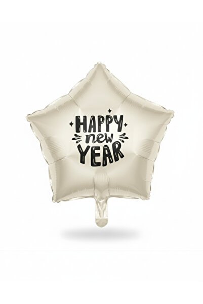Organizasyon Pazarı Happy New Year Christmas Tree Party Ornament Heart & Star Foil Balloon Decor Cream Star