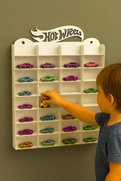 ANC Oyuncak araba rafı Hot welees arabalar için 32 adet raflı BEYAZ