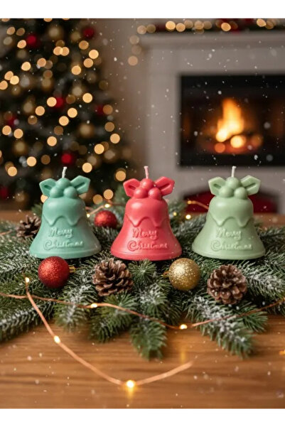 Herum Set of 3 scented candles, HANDMADE, soy wax, cotton wick, Bells, 8 cm