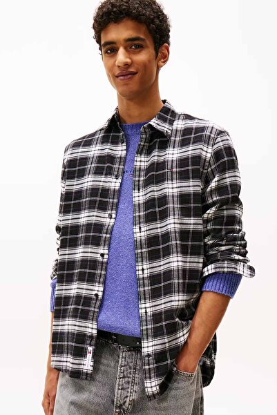 Tommy Hilfiger Erkek Tjm Reg Flannel Check Shırt Ext Gömlek - Siyah