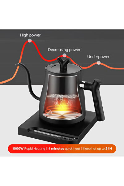 Primo Plus Electric Gooseneck Kettle 1L 1000W, 304 Stainless Steel, Constant Temperature