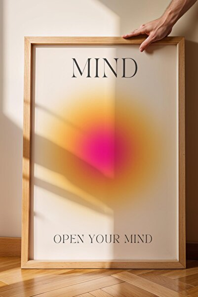 Saturn Deschide-ți mintea Pictură înrămată Roz Galben Portocaliu Aura Culori energetice - Deschide-ți mintea