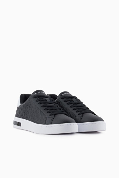 Armani Exchange Men's Textured Logo Detailed Sneaker - Black