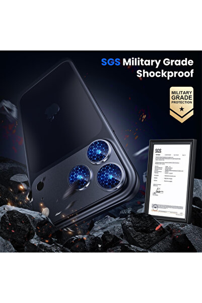 KVK PRİVACY iPhone 17 Pro Max Compatible Full Coverage Sapphire Glass Camera Lens Protector with Metal Frame Blue