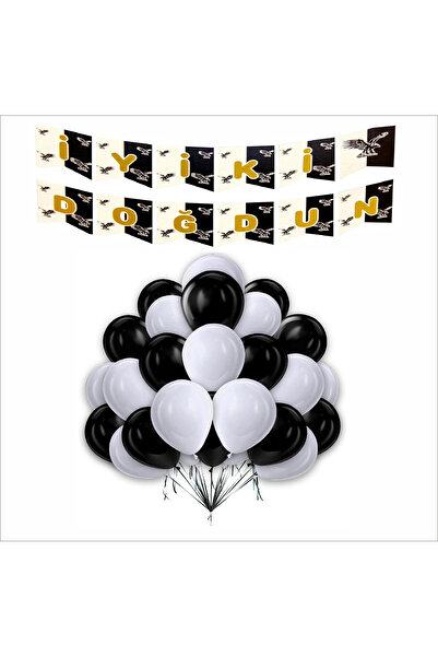 ZENVİVA Tarafar 5 Black- 5 White Balloon Banner Set