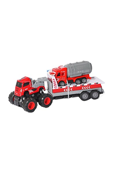 My Reality Fashion Klx600-363 Friction Die Cast 4X4 Fire Truck Carrying Truck -Vardem