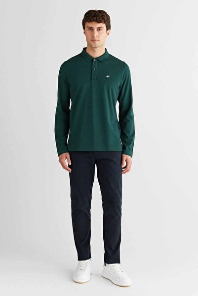 Gant Men's Regular Fit Long Sleeve Polo Neck T-Shirt - Green