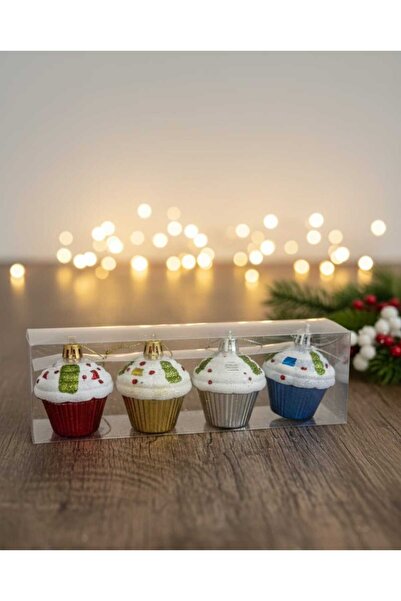 tutku home 4 LÜ CUPCAKE YENİ YIL SÜSÜ ( ÇAM AĞACI NOEL YENİ YIL NOEL BABA YIL...