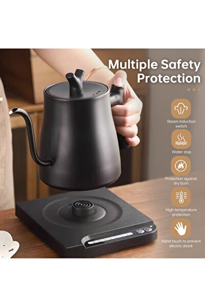 Primo Plus Electric Gooseneck Kettle 1L 1000W, 304 Stainless Steel, Constant Temperature