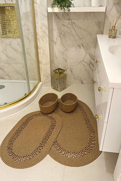 Öz-Tex Home Jută, paie, set covoraș de baie, set coș de baie, set vas de toaletă