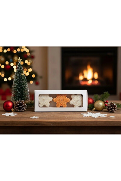 Herum Set of 3 scented candles, HANDMADE, soy wax, cotton wick, Snowflake, 7.5 cm