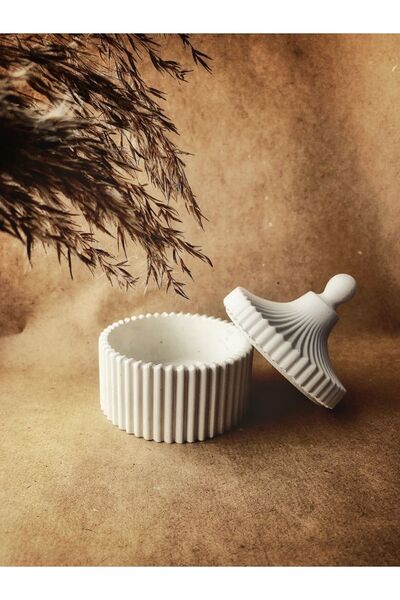 Bernami Decorative Concrete Box Organizer with Lid, Jewelry Box Makeup Cotton Box