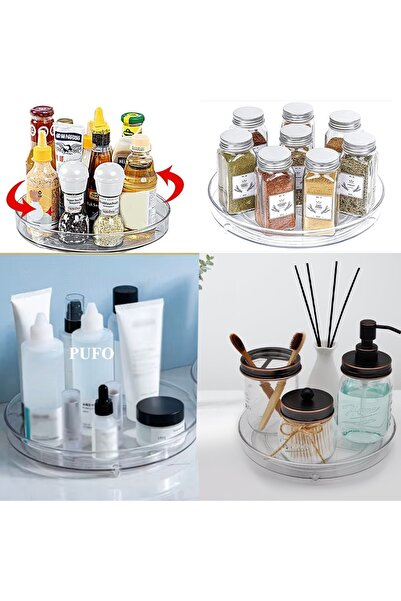 PUFO rotating tray organizer for refrigerator or cabinet with non-slip surface, 23.5 cm