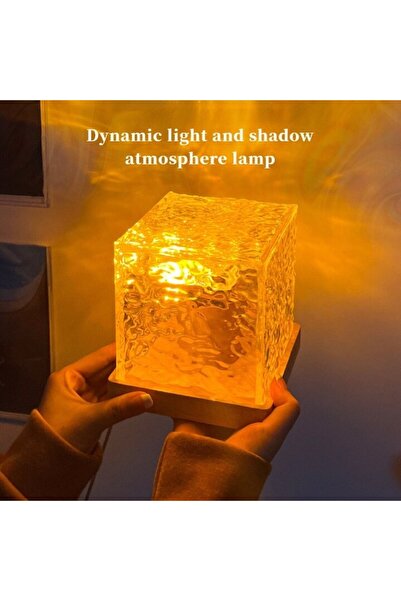 PORKY Shop LED Lamp Acrylic + Wood, 16 Colors, Wave Effect, 3W, 11.5cm