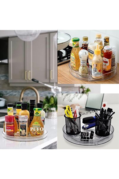 PUFO rotating tray organizer for refrigerator or cabinet with non-slip surface, 23.5 cm