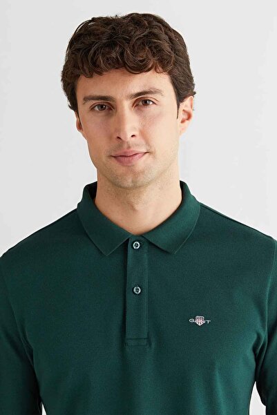 Gant Men's Regular Fit Long Sleeve Polo Neck T-Shirt - Green