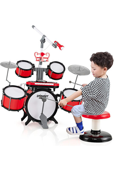 bebeLOGIC Set Tobe cu Chimvale Pian Muzical & Taburet, Tastatura Electronica, Microfon si multe efecte sonore