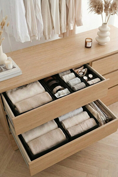 REKHOME 6-Piece Drawer Cabinet Organizer Storage Box Organizer Set Black