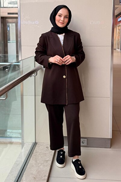 Ghisa Fringe Piping Patterned Jacket and Pants Set