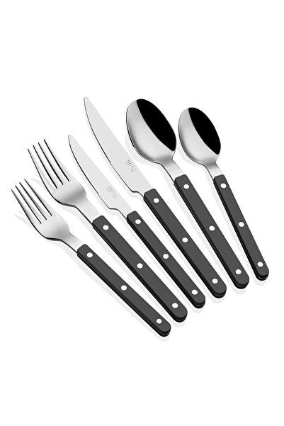 RİVO HOME DECOR Comida Fork Spoon Knife Set Black 36 Pieces