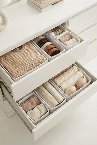 REKHOME 6-Piece Drawer Cabinet Organizer Storage Box Organizer Set White