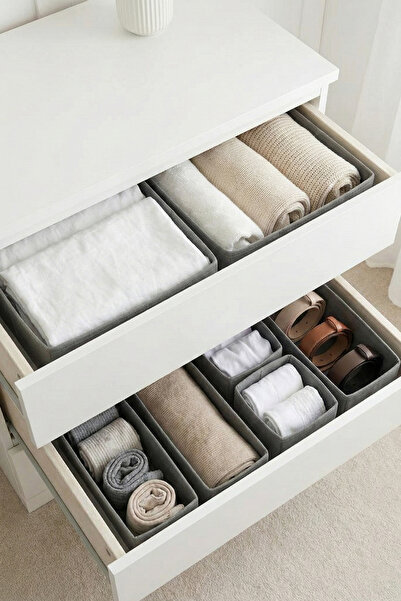 REKHOME 6-Piece Drawer Cabinet Organizer Storage Box Organizer Set Gray