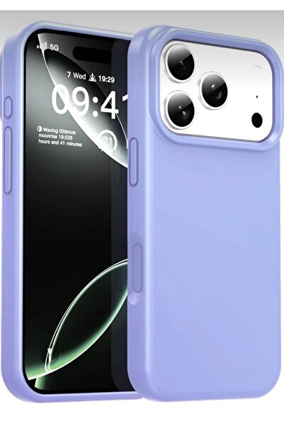 SOLİD CASE غطاء حماية سيليكون لآيفون 17 برو مع شاشة داخلية مخملية وكاميرا مرتفعة