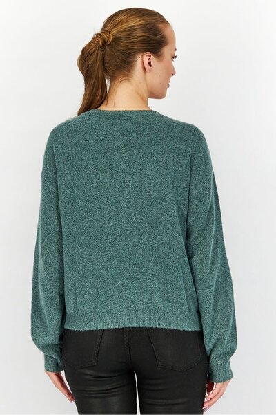 Tchibo Women V-neck Long Sleeve Knitted Cardigan, Green