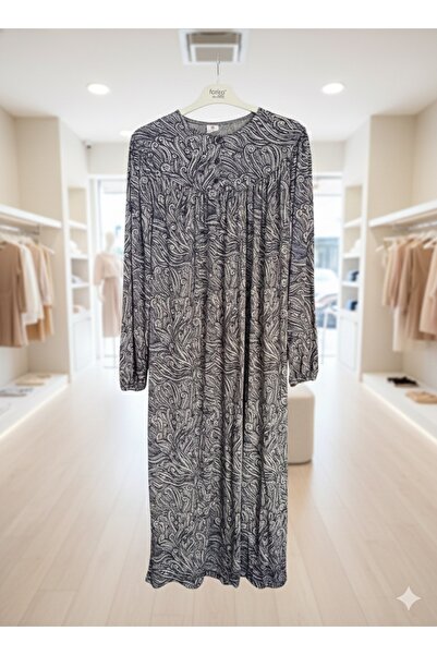 fariza tekstil Büzgü robalı geniş kesim menekşe kumaş anne elbise