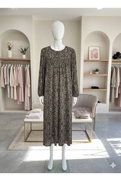 fariza tekstil Büzgü robalı geniş kesim menekşe kumaş anne elbise