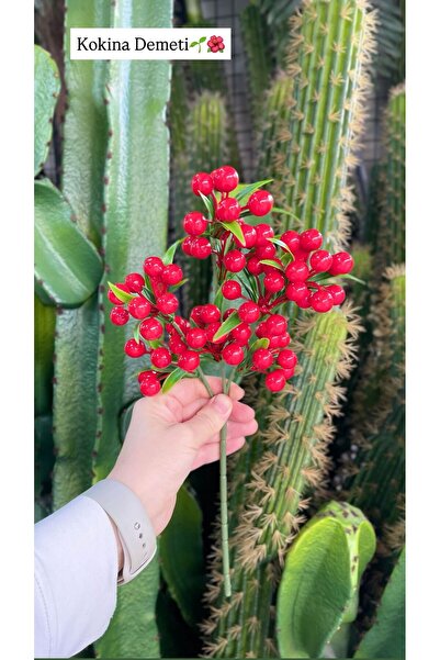 KOZALILAR Yapay Kokina Demeti Yılbaşı Kırmızı Süsleme Çiçeği