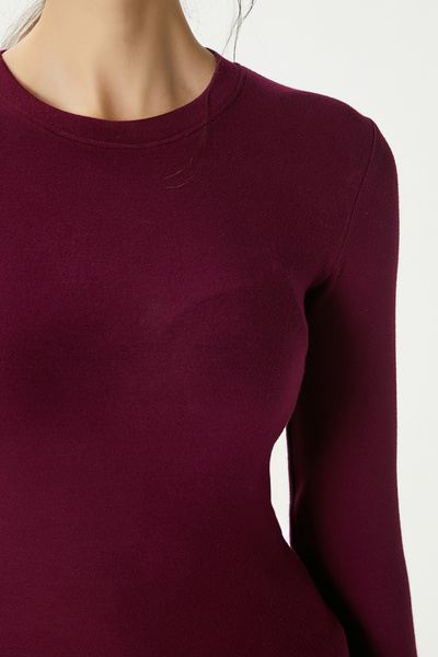 Ritnice Women's Main Lux Touch Soft Texture Plum Blouse