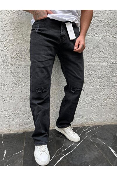 Ser Joven Men's Anthracite Baggy Wide Cut Trousers