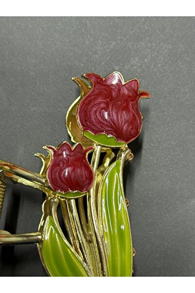 JHTshop Large Size Double Tulip Metal Latch Buckle - Dark Pink